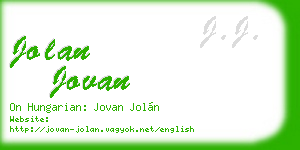 jolan jovan business card